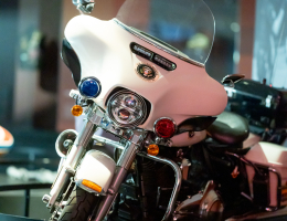 A 2016 FLHTPI ridden by Officer Lauren Gunawan is currently on display at the Harley-Davidson Museum.